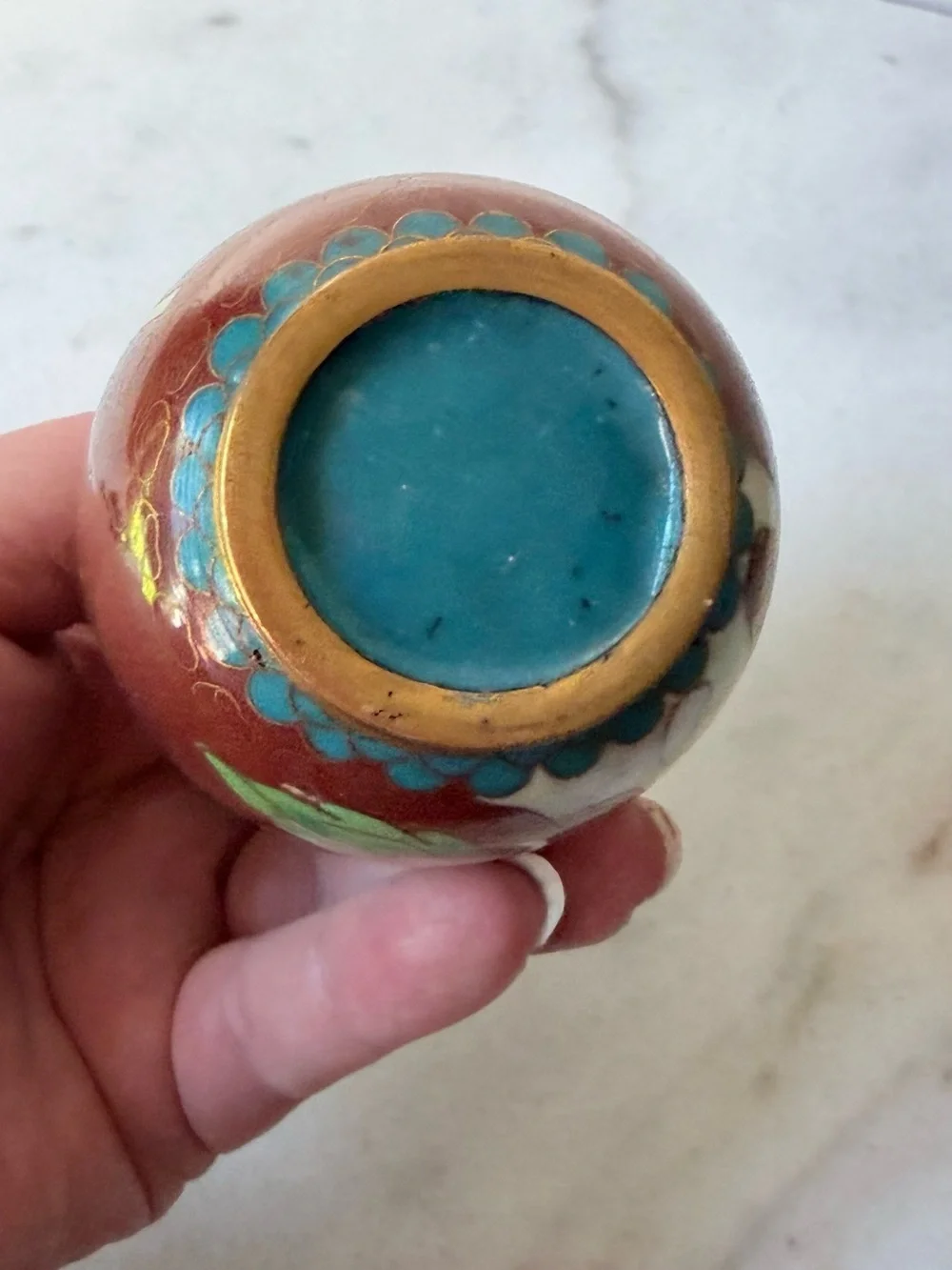 Maroon Floral Cloisonné Accent Vase small vase